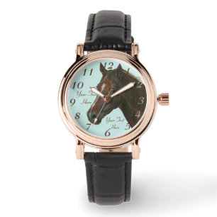 Montre Châtaigne jument cheval portrait équine peinture