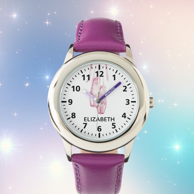 Montre Chaussure de danse de ballet fille de nom rose (Créateur téléchargé)