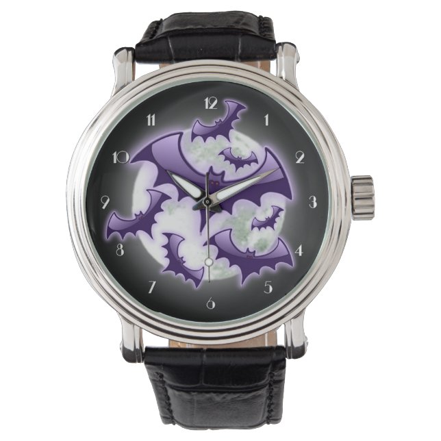 Montre Chauve-Pleine lune violette et noire (devant)