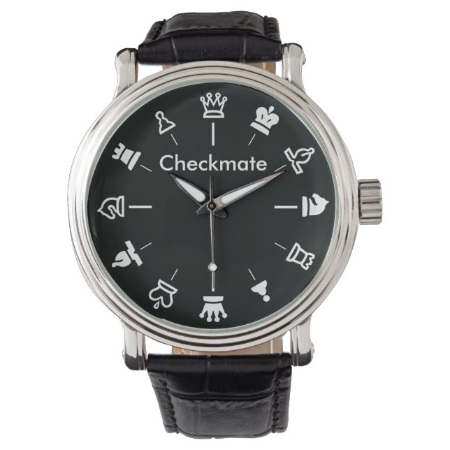 Montre Checkmate Chess Watch - sur noir (devant)