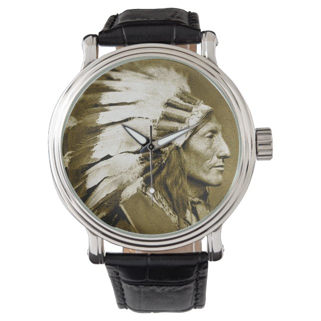 Montre Chef indien américain (Faded Sepia) (devant)