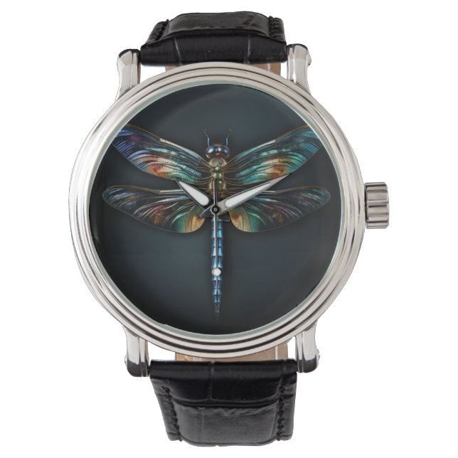 Montre Chemise de libellule métallique (devant)