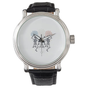 Montre Chemise Vintage Feux d'Artifice Squelette Dansant