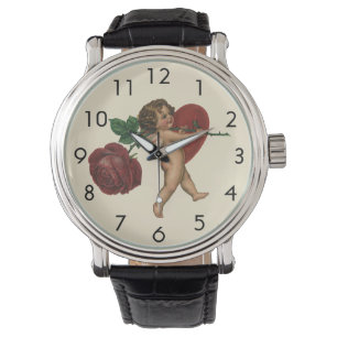 Montre Chérubin et rose victorienne de la Saint-Valentin 