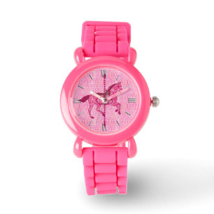 Montre Cheval de carrousel - Fuchsia rose
