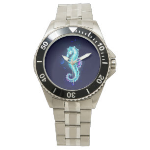 Montre Cheval de mer de glace cristal sur Arrière - plan 