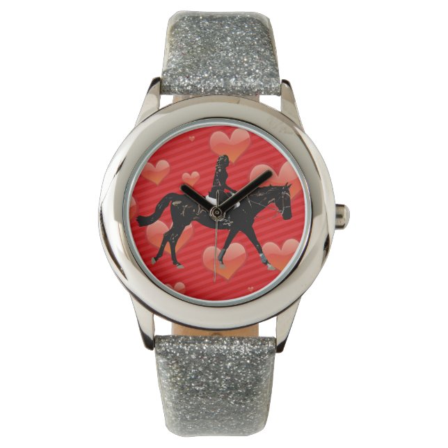Montre Cheval équestre et Coeurs rouges (devant)