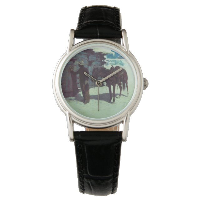 Montre Cheval et Cowboy neige hivernale (devant)