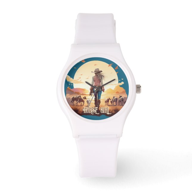 Montre Cheval fille Cowgirl cheval amoureux du désert cou (Recto)