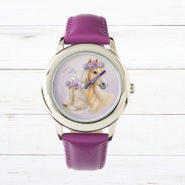 Montre Cheval floral violet pour filles