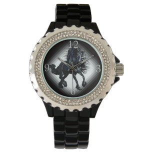 Montre Cheval frison de beauté de noir d'étalon