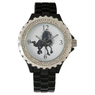 Montre Cheval frison de beauté de noir d'étalon