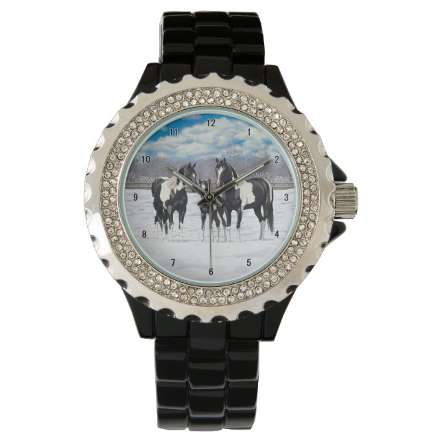 Montre Cheval Pinto Quarter Noir Chevaux Paint Chevaux Da (devant)