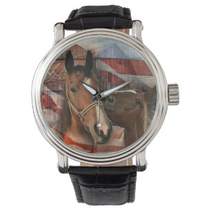 Montre Cheval Rustic Barne drapeau américain
