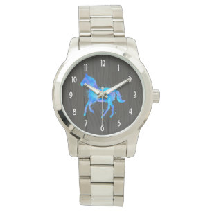 Montre Cheval sauvage en Aquarelle bleu et violet