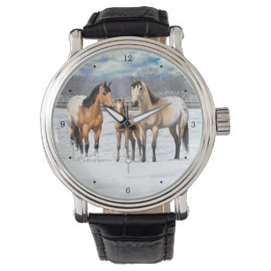 Montre Chevaux Appaloosa En Peau De Bouche En Neige