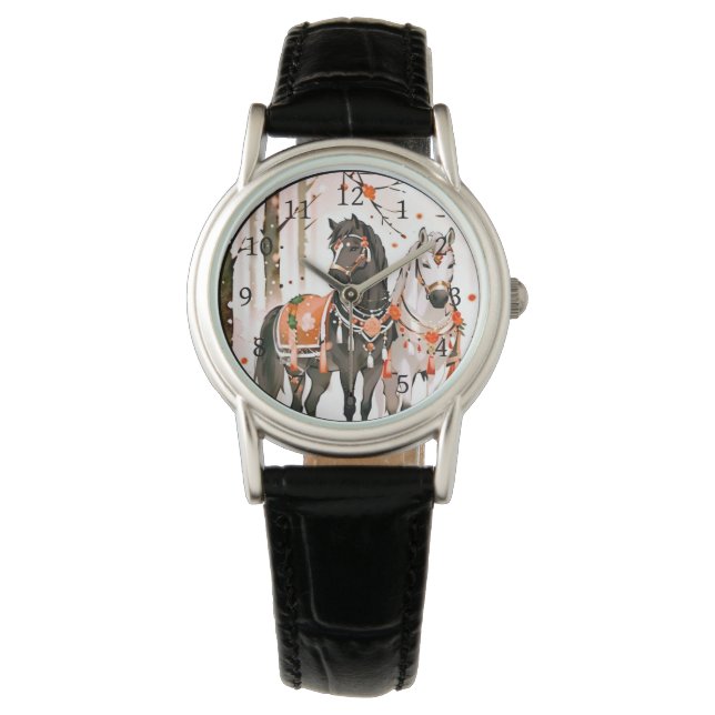 Montre Chevaux dans une forêt rouge (devant)