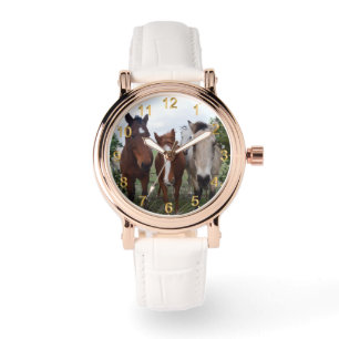 Montre Cheveux frisés, quatre amis chevaux,