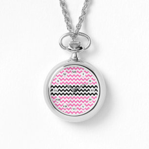 Montre Chevron rose et noir par Shirley Taylor
