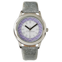 Chevron violet et gris nom d'impression bracelet