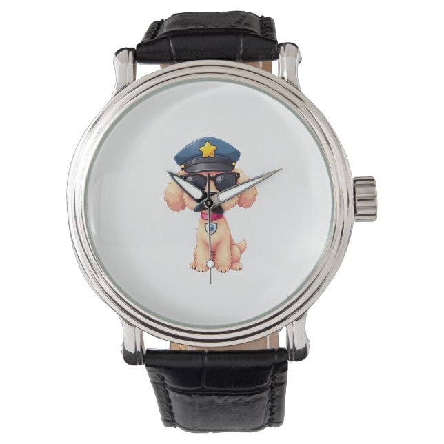 Montre Chibi Anime Police Poodle Chien (devant)