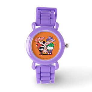 Montre Chibi Harley Quinn & Chibi Joker Coeurs