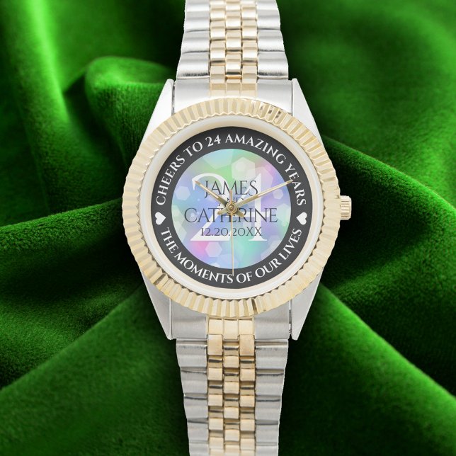 Montre Chic 14e 24e 34e 43e anniversaire du Mariage Opal (Elegant 24th Opal Wedding Anniversary Wristwatch Cover Photo)