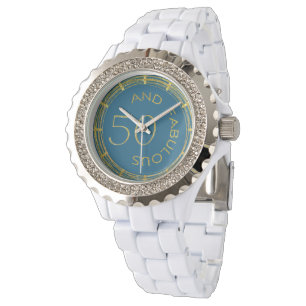 Montre Chic 50 et Fabulous Blue Gold Glittery 50th