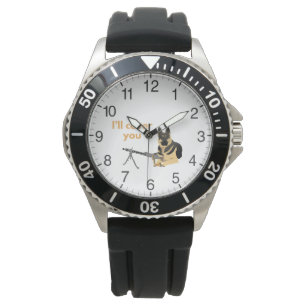 Montre Chien berger allemand avec un revolver à la machi