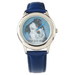 Montre chien colimaçon à la frontière avec ours en peluch