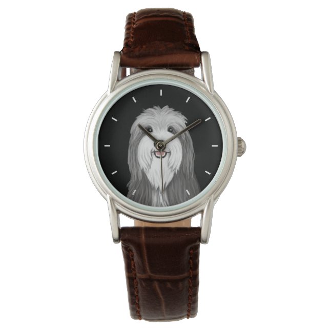 Montre Chien de dessin de Collie à poils (devant)