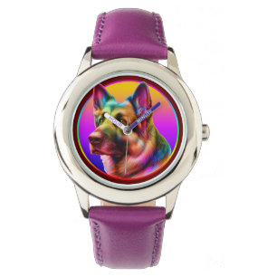 MONTRE CHIEN MIGNON ARC-EN-CIEL COLORÉ