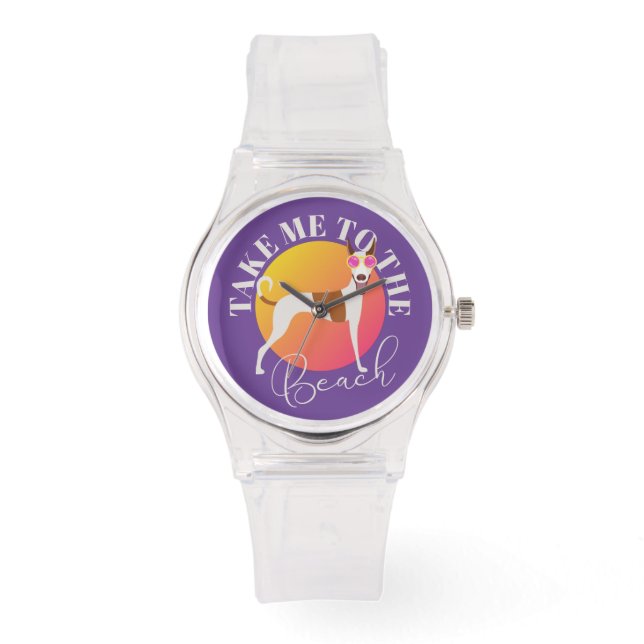 Montre Chien mignon dans les lunettes de soleil rose et v (Recto)