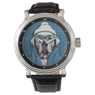 Montre Chien mignon dans un style de mode hivernale
