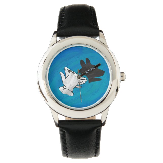 Montre Chien Ombré sur bleu (devant)