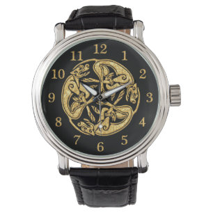 Montre Chiens celtes or ornement traditionnel art numériq