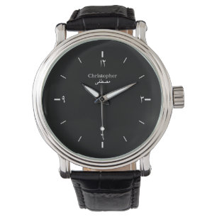 Montre Chiffres arabes noirs sur fond personnalisé - Mode