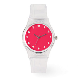 Montre Chiffres blancs en gras sur les femmes roses peuve