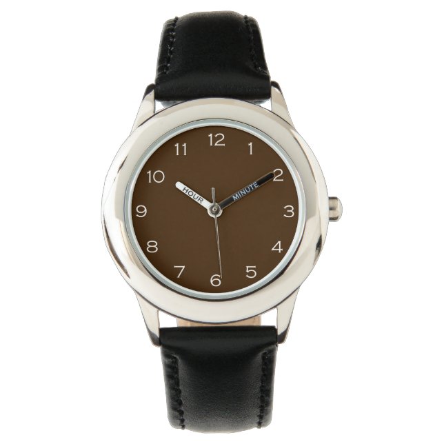 Montre Chiffres blancs sur la Brown eau (devant)