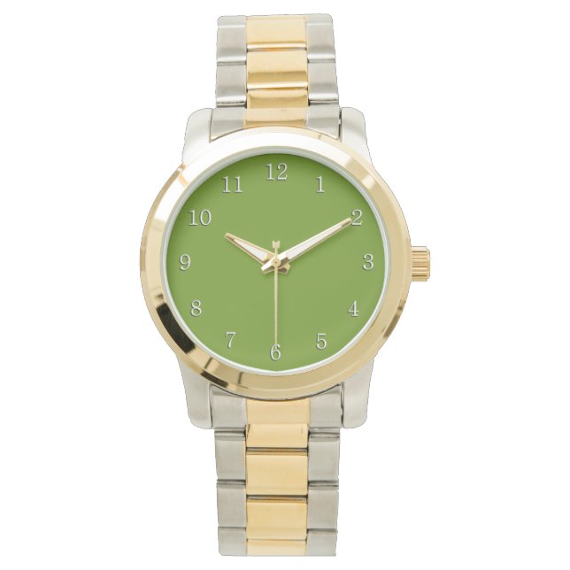 Montre Chiffres blancs verts en Avocat (devant)