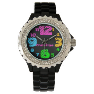 Montre Chiffres de Neon Chunky Femmes Black Watch
