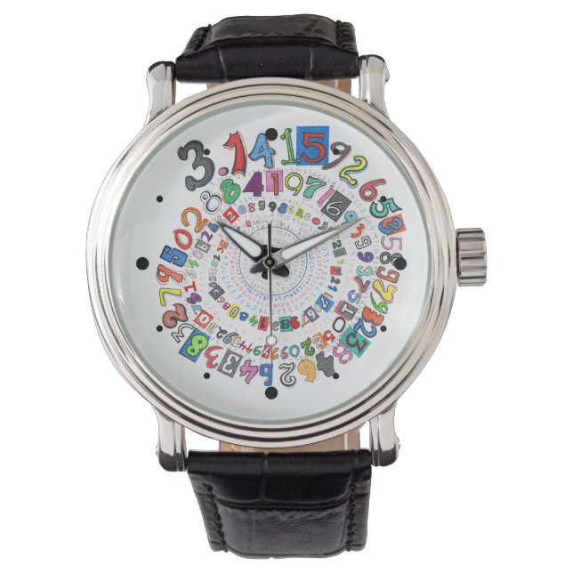 Montre Chiffres de Pi Forment une spirale colorée (devant)
