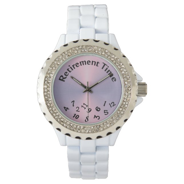 Montre chiffres égratignés de retraite sur rose métalliqu (devant)