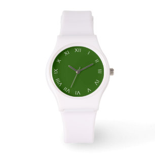 Montre Chiffres romains blancs sur le wat vert