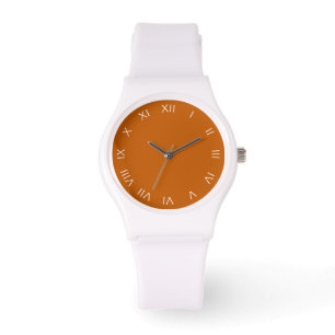 Montre Chiffres Romains Blancs Sur Orange Womens cn