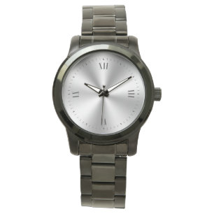Montre Chiffres romains noirs en métal brillant
