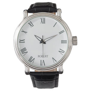 Montre Chiffres romains noirs Nom personnalisable