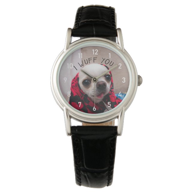 Montre Chihuahua mignon wuff vous aimez Valentines avec l (devant)