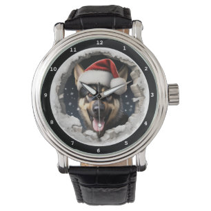 Montre Chiot Berger Allemand Heureux Vacances d'Hiver
