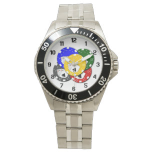 Montre Chips de poker et carte de jeu d'as Las Vegas Gamb